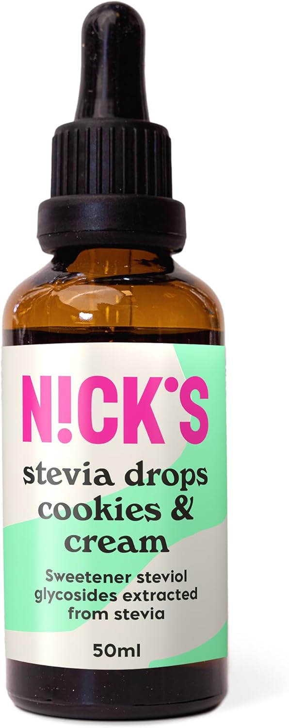 NICKS Cookies & Cream Stevia Drops (50ml) Sugar Free Zero Calorie Liquid Flavoured Keto Sweetener Gluten Free Low Carb Sugar Substitute Alternative