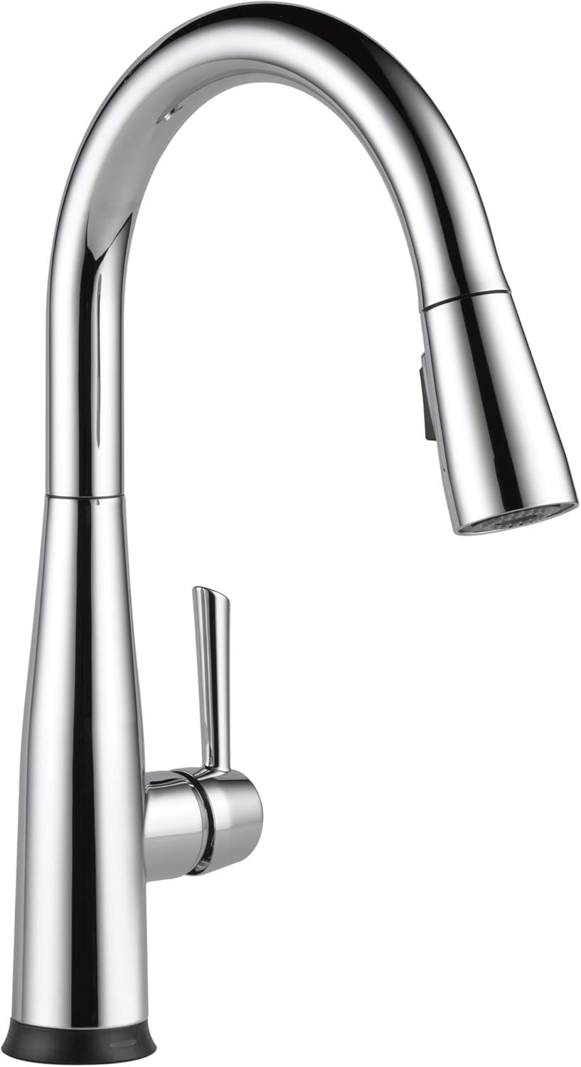 Delta Essa Chrome Touch Kitchen Faucet with Pull Down Sprayer, Modern Single Hole Touch On Kitchen Sink Faucet, Single Handle, Chrome 9113T-DST