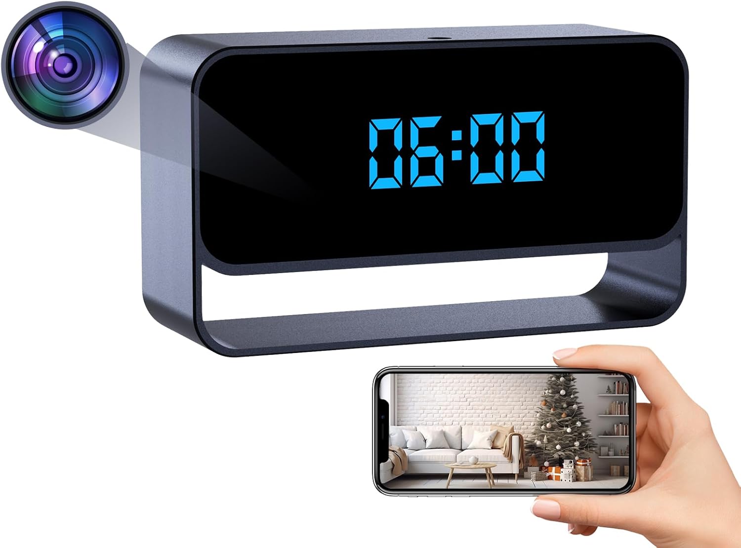 FHD 1080P Clock Camera - WiFi Wireless Camera for Indoor Home Security - Advanced Nanny Cam with Superior Night Vision