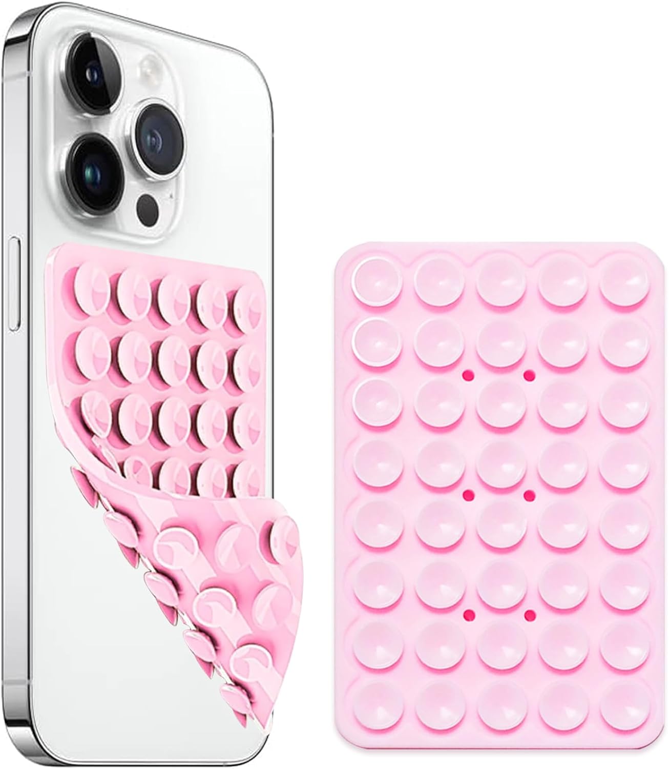 Silicone Suction Cup Phone Case Mount Double Sided, Non Slip Phone Accessories Mount, Hands-Free Strong Grip Holder for Selfies and Videos Creators (Pink)
