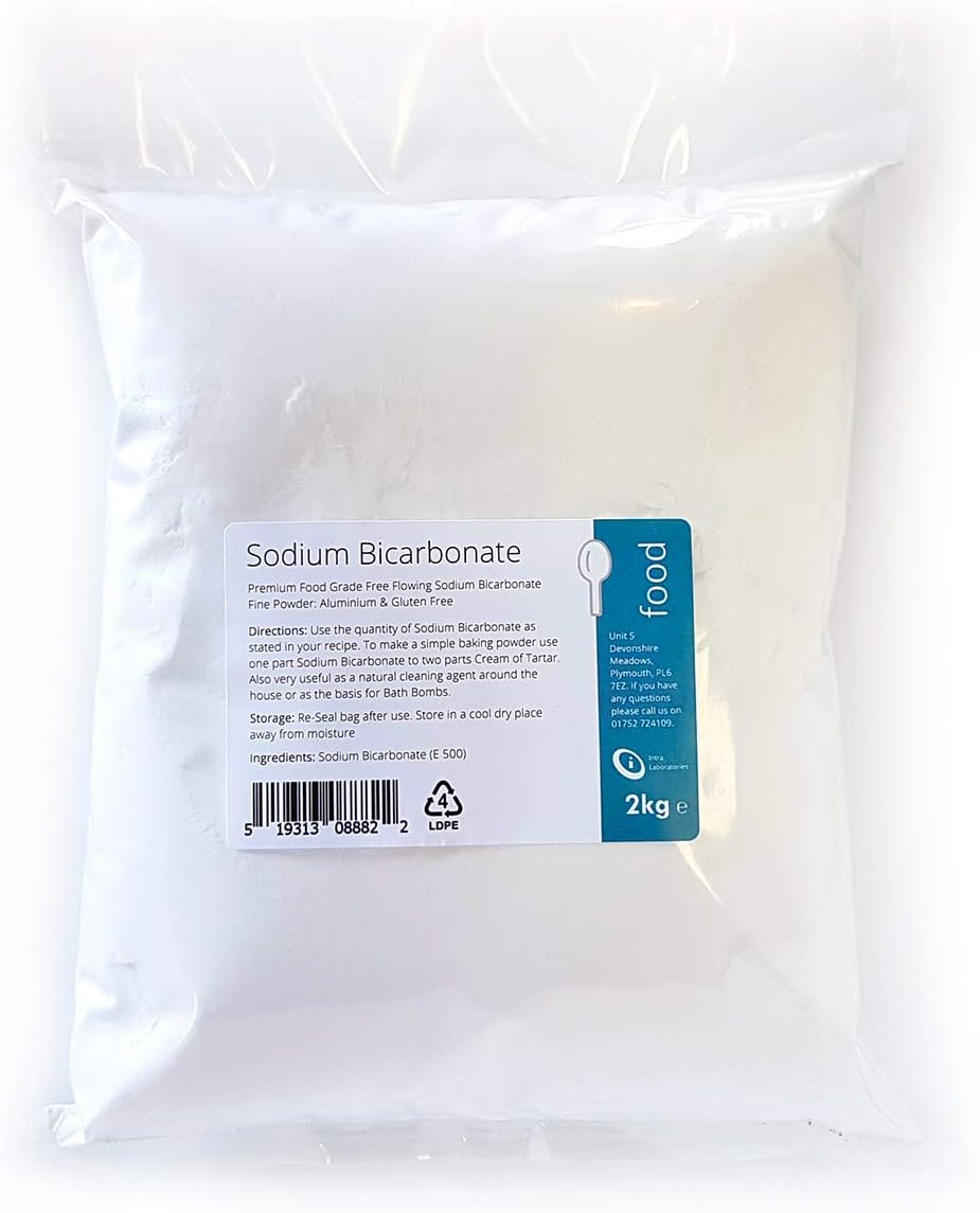 Sodium Bicarbonate of Soda - 2kg | 100% Food Grade | Cooking, Bath Bombs & Cleaning