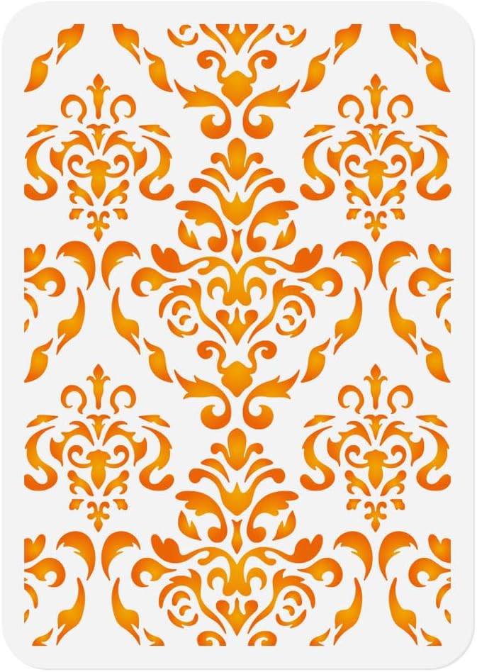 Damask Stencil, Retro Reusable Painting Template, DIY Home Decor
