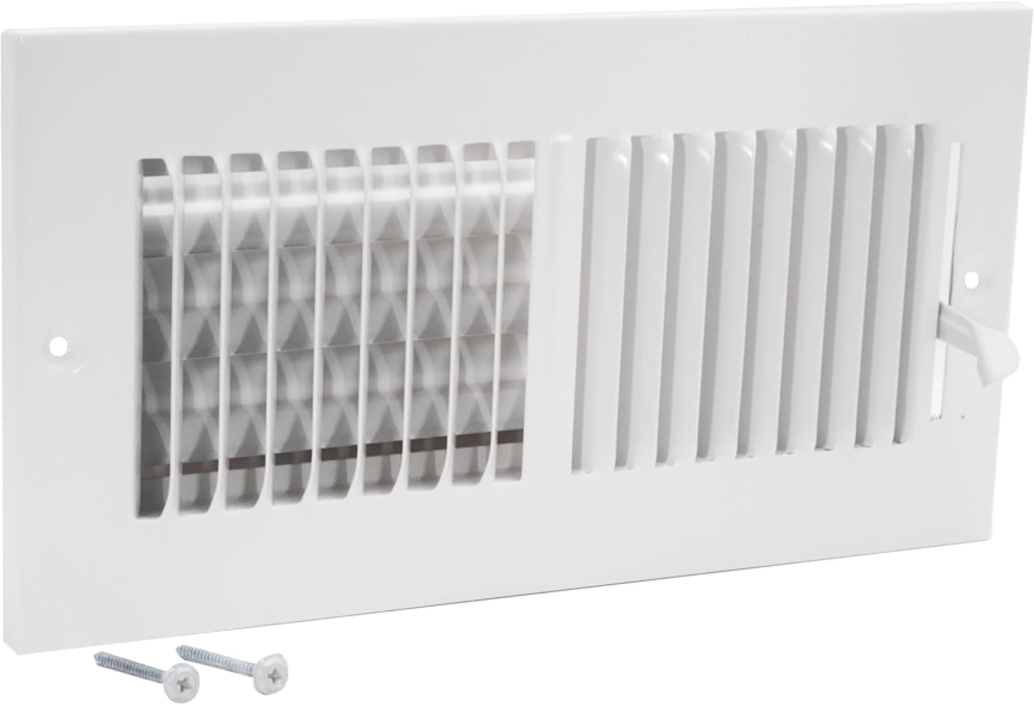 EZ-FLO 10 x 4 Inch (Duct Opening) Air Vent Cover for Wall or Ceiling, Two-Way Ventilation Register, Solid Steel HVAC Register Cover, White, 61609