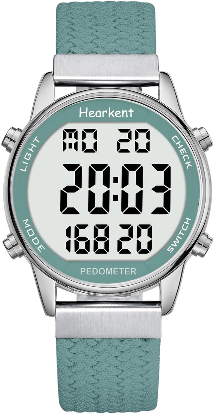 Hearkent Pedometer Watch for Women, Step Tracker with Calories Counter, Non Bluetooth Pedometer Watch, 30M Waterproof, LCD Large Number Display Wrist Watch for Walking and Daily Activity