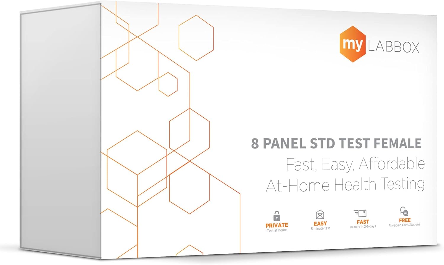 8 Panel at Home STD Test Kit for Women - Chlamydia, Gonorrhea, Hepatitis C, HIV I & II, Herpes Simplex 2, Syphilis, Trichomoniasis - Easy Vaginal Swab & Blood Collection