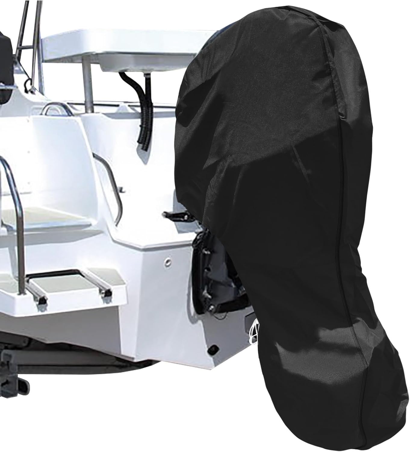 iCOVER Outboard Motor Covers, Trailerable Full Boat Motor Cover Waterproof Heavy Duty Oxford Fabric Outboard Engine Covers with Zipper, Fits 60-100HP Motor