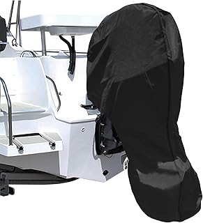 iCOVER Outboard Motor Covers, Trailerable Full Boat Motor Cover Waterproof Heavy Duty Oxford Fabric Outboard Engine Covers with Zipper, Fits 60-100HP Motor