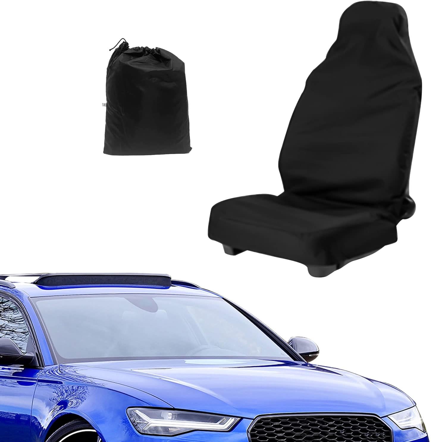1 Piece Front Car Seat Cover, Waterproof Auto Seat Protector, Individual Car Seat Cover Black, Nylon Single Seat Cover Protector, Universal Fit for Most Cars, Easily Wiped Clean (Black)