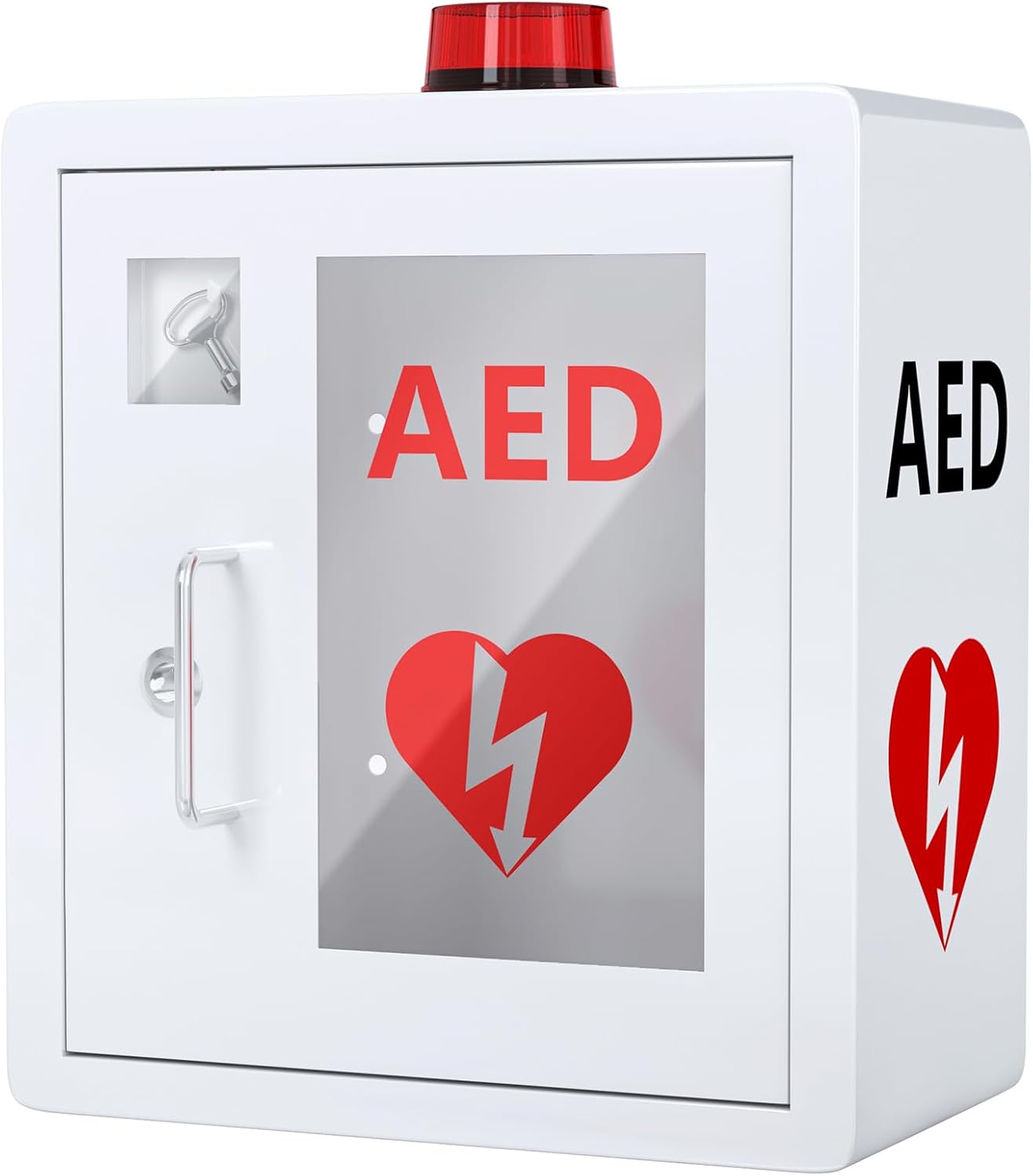 AED Cabinet Large White Wall Mount Stainless Steel Public Space Emergency Devices