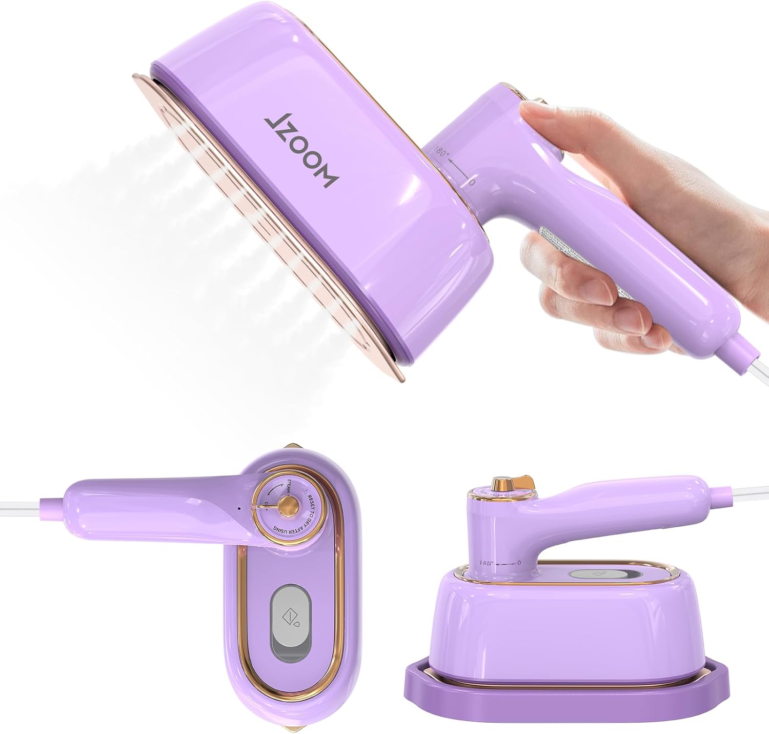 Travel Steamer Iron for Clothes, Portable 2-in-1 Dry & Steam Iron, Flat or Upright Use, 180° Foldable Handle, 15s Fast Heat-Up, 85ml Water Tank, Mini Steamer for Home & Travel