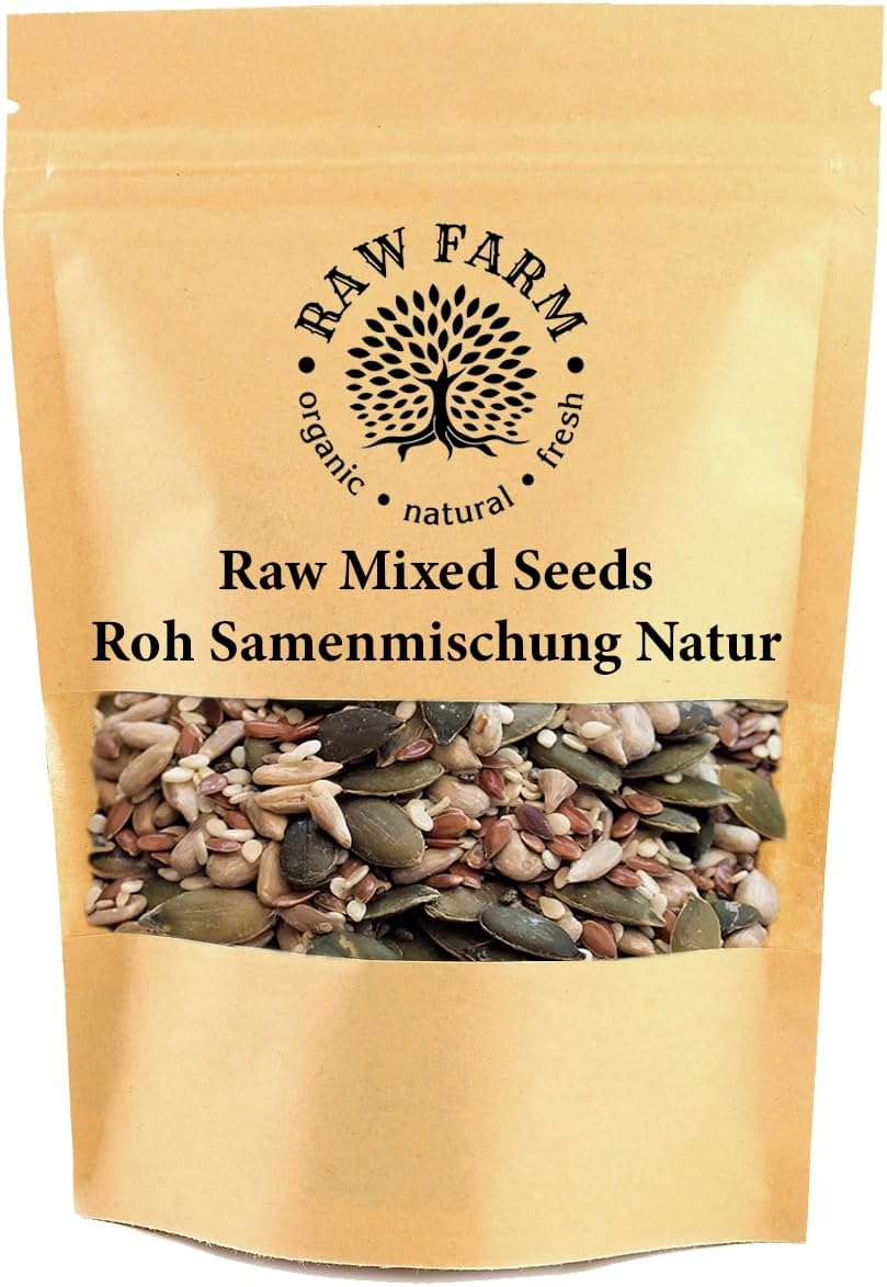 1 kg Raw Seeds Mix – Pumpkin, Sunflower Kernels, Flaxseed, Pine Nuts & Hemp Seeds – Gluten & Soya Free - High in Fibre & Protein – Ideal for Smoothies, Salads, Baking & Snacking