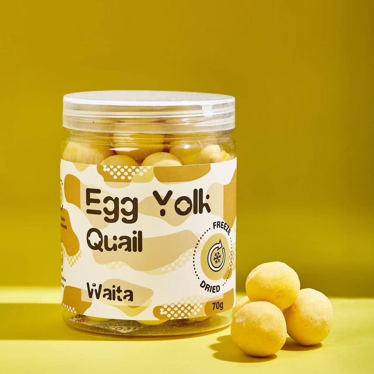 Waita pets All Natural Quail Egg Yolk Freeze-Dried Cat Treats Toppers (70g Tube), Fresh Quail Egg Yolk Dog Treats; Freeze Dried to Protect Nutrition and Rich Protein, Easy Digestion for Cats and Dogs