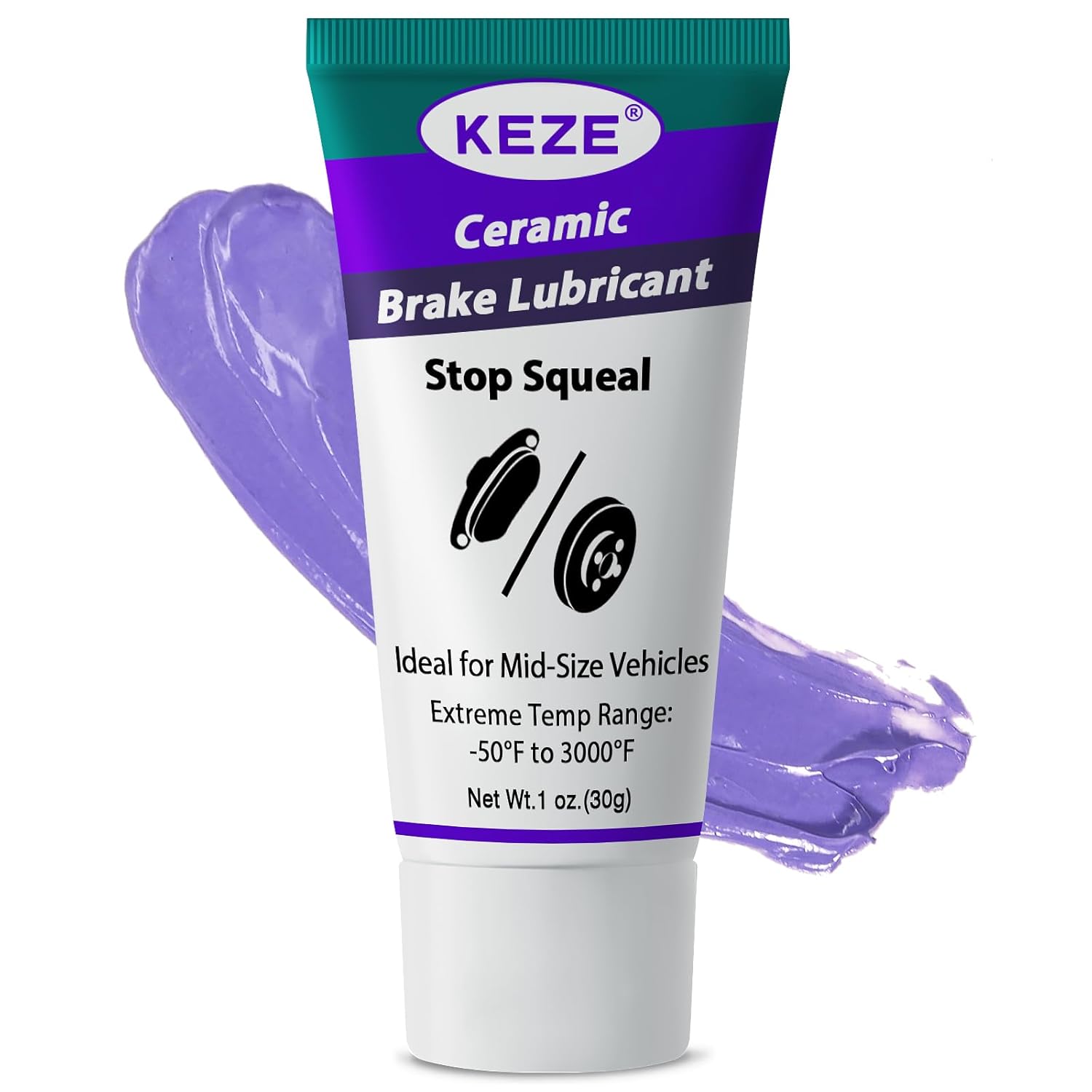 Keze Brake Grease Ceramic Brake Lube Automotive Heat Resistant, Rust Corrosion Protection Moisture-Proof Stop Squeal Synthetic Pin Grease for Bushing Caliper Pin Brake Pad, 1 Oz-1 Pack