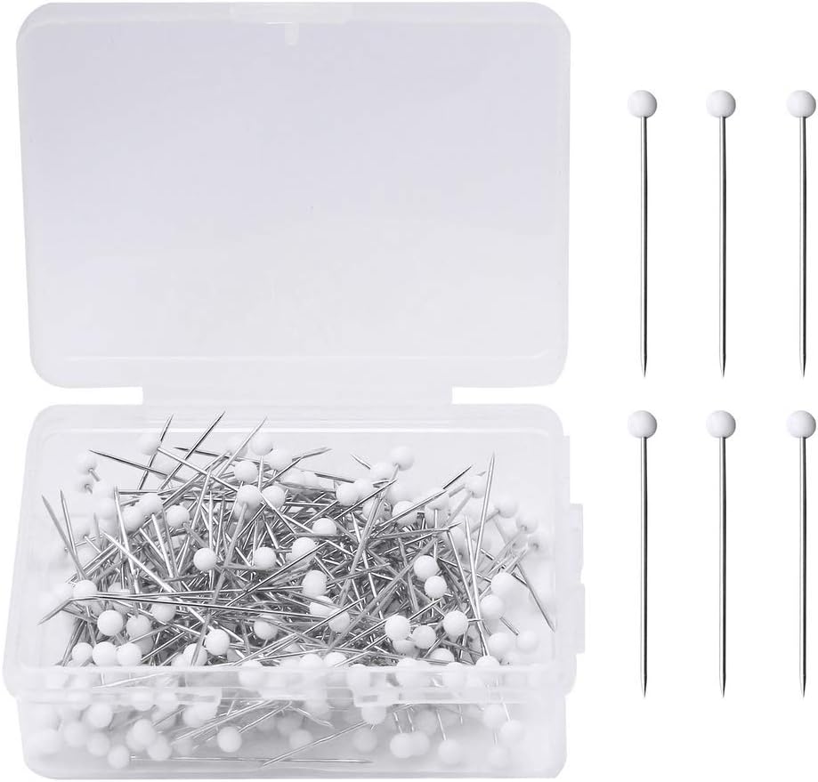 250 Pieces Sewing Pins Ball Glass Head Pins Straight Quilting Pins for Dressmaker Jewelry Decoration, White