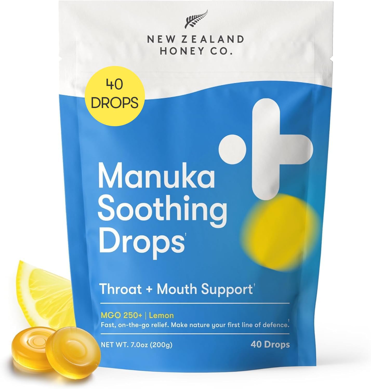 NEW ZEALAND HONEY CO. Manuka Honey Drops with Lemon MGO 250+ (40 Pack)