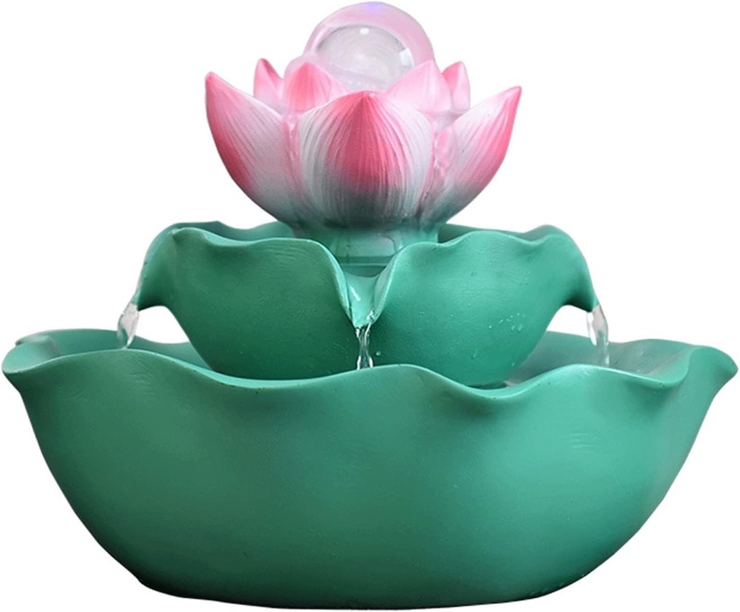 Desktop Fountain Lotus Flower Money Flowing Water Bonsai Fountain Living Room Home Accessories Fengsheng Water Transfer Ball Desktop Small Ornaments Indoor Fountain(No atomizer)