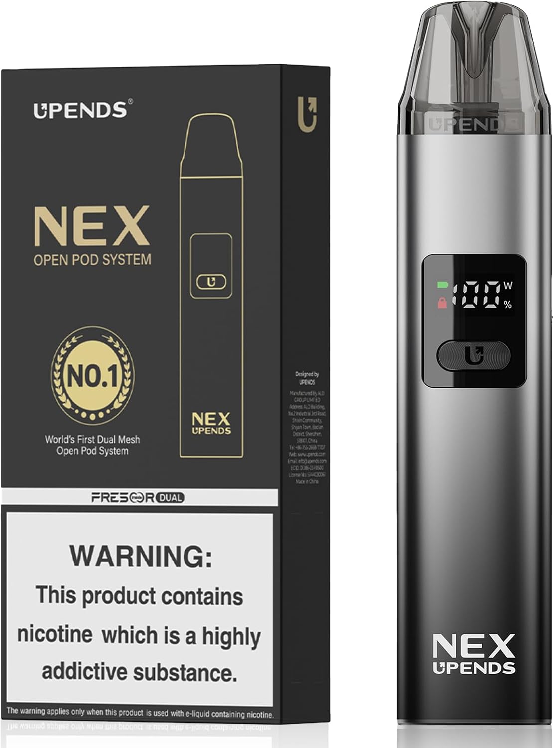 NEX Vape Pens,Vape Kit with Adjustable Output Power,1000 Mah Battery,2PCS Refillable Pod,2mL Visible Pod, Airflow Adjustment(No Liquid No Nicotine)