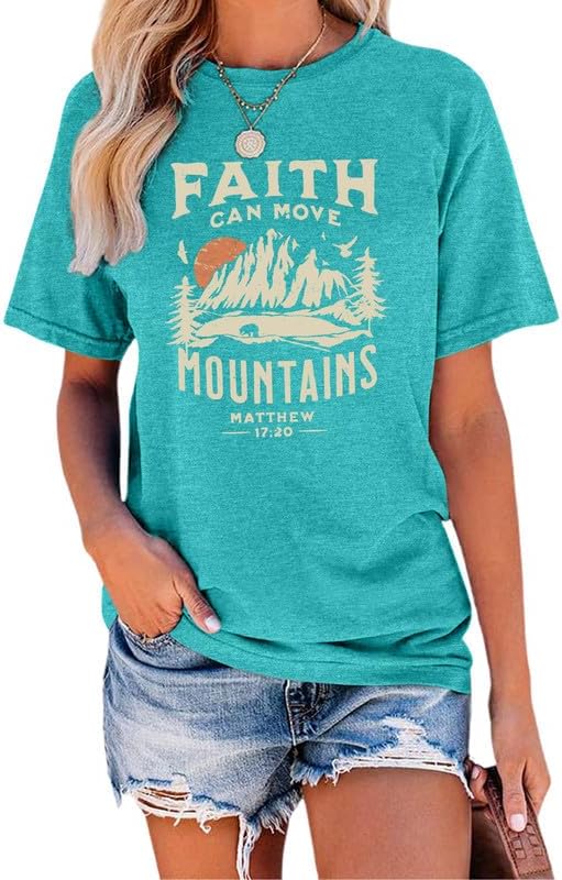 GEMLON Graphic T-Shirts for Women Loose Print Short Sleeve Tops Summer Casual Tees Shirt