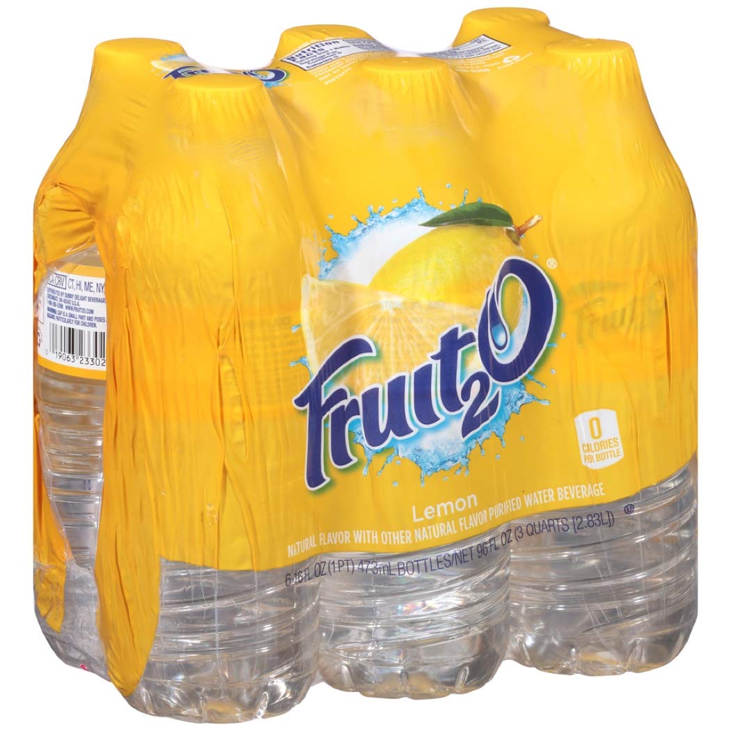 Fruit2O Zero Calorie Flavored Water, Lemon, 6 Count (Pack of 4)