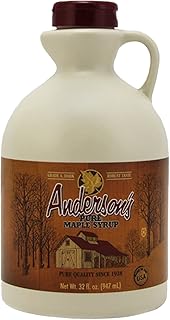 Anderson's Maple Syrup Dark Pure Maple Syrup in a 32 oz. plastic Jug, brown