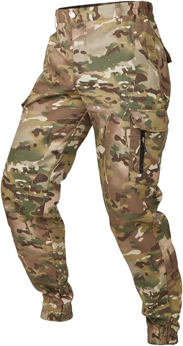 CARWORNIC Men's Camouflage Tactical Pants Waterproof Lightweight Ripstop Outdoor Hiking Tapered Cargo Pants