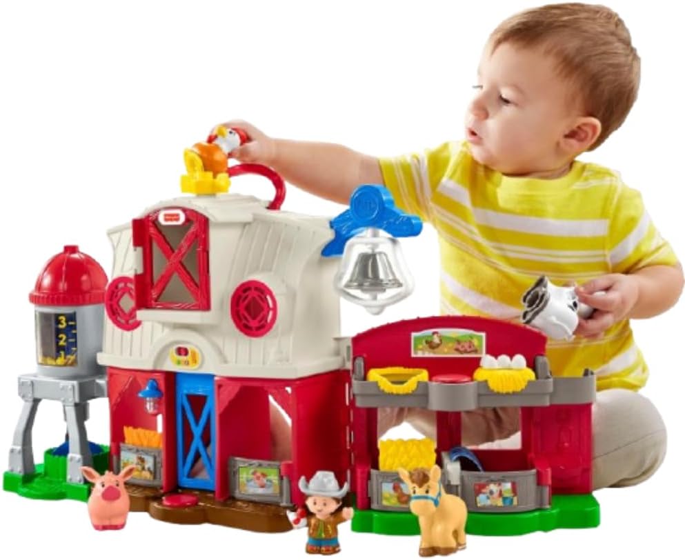 ​Fisher-Price Little People Caring for Animals Farm - English Edition, interactive playset with Smart Stages learning for toddlers and kids. Ages 1-5 years. GLT78
