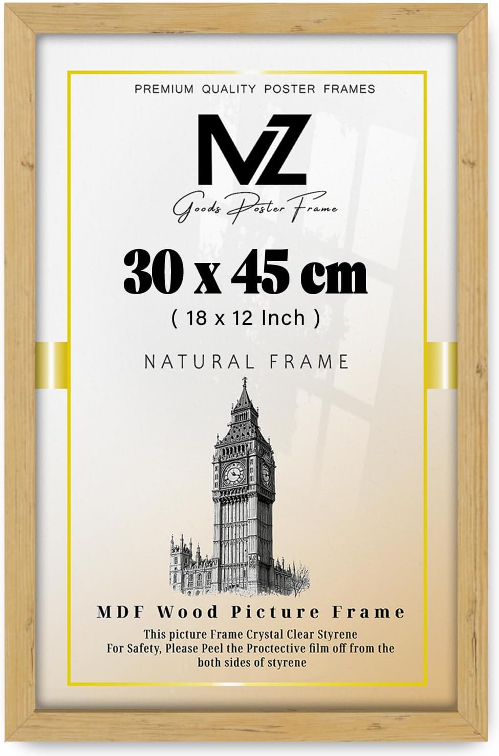 MZ GOODS | Modern 300 x 450 mm wood Finish, 18x12 Inch Minimalist Wall Decor, Ready to Frame, for Office & Study Room (30 x 45 CM) [ Pine ]