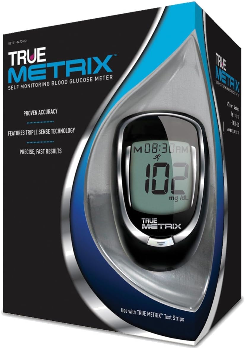 OWell TrueMetrix Blood Glucose Testing Kit. Includes: Meter, 10 Test Strips, 10 Lancets, Adjustable Lancing Device, Control Solution, Owners Log Book & Manual