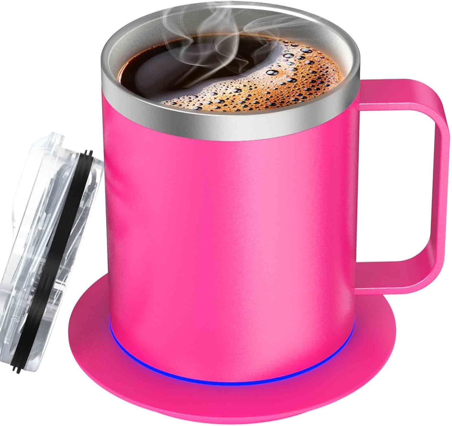 Self-Heating Coffee Mug,12oz Heated Mug with Double-Layer 18/8 Stainless Steel,USB Powered Coffee Cup Warmer,Coffee Gifts,Appreciation Gifts (Rose)