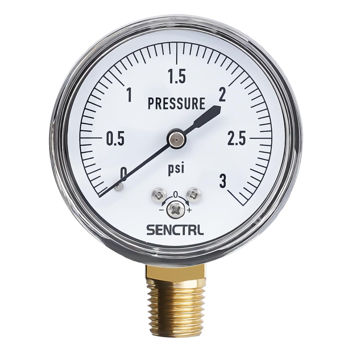 0-3 Psi Low Pressure Gauge, 1/4" NPT Lower Mount