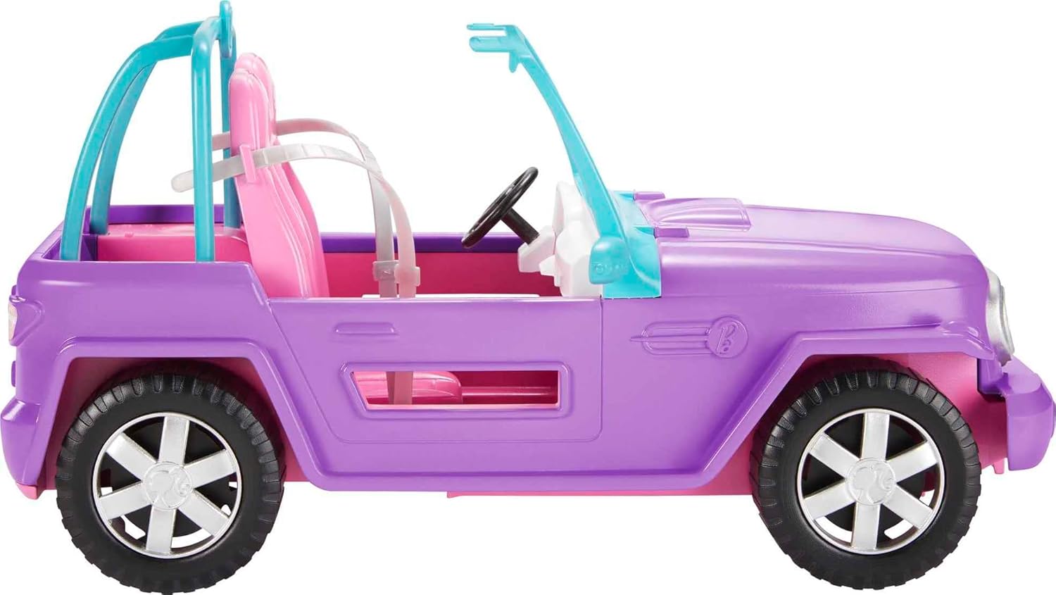 Barbie Toy Car, Doll-Sized SUV, Purple Off-Road Vehicle with 2 Pink Seats & Treaded, Rolling Wheels