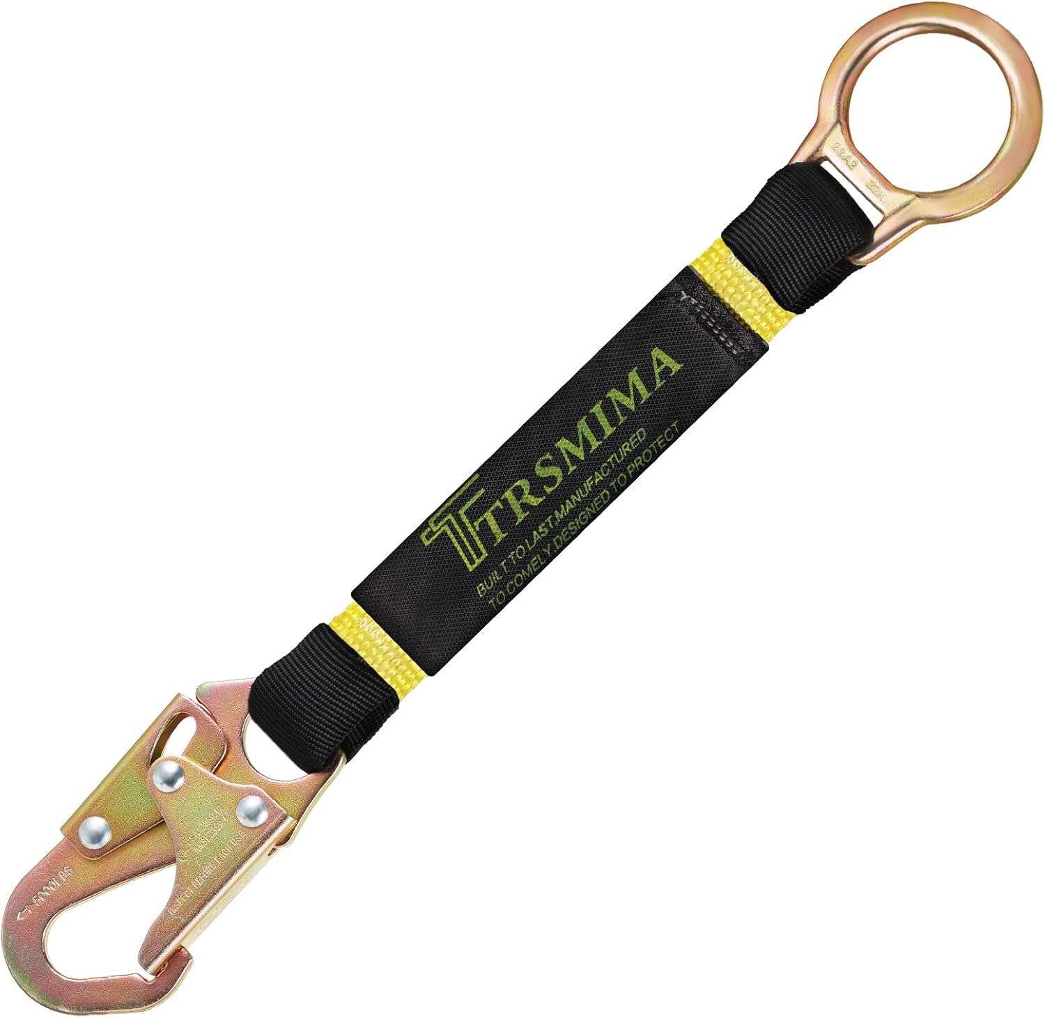 TRSMIMA Safety Harness Extension Lanyard - 18”D-ring Extender Fall Protection Arrest System with Snap Hook Connector Ring ANSI Compliant