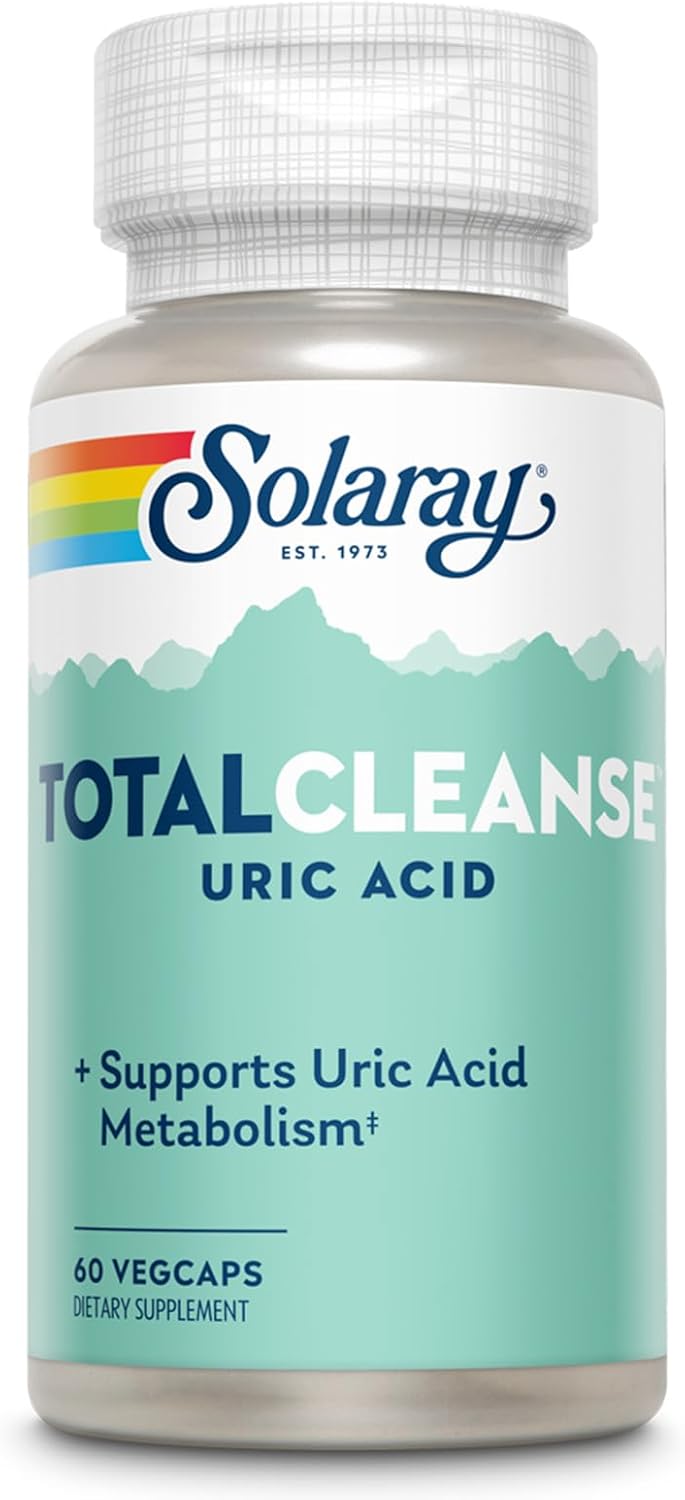 Solaray Total Cleanse Uric Acid - Joint Health Supplement - Powerful Joint Support and Uric Acid Cleanse with Tart Cherry Extract, Celery Seed, Turmeric Extract - 60-Day Guarantee, 30 Serv, 60 VegCaps