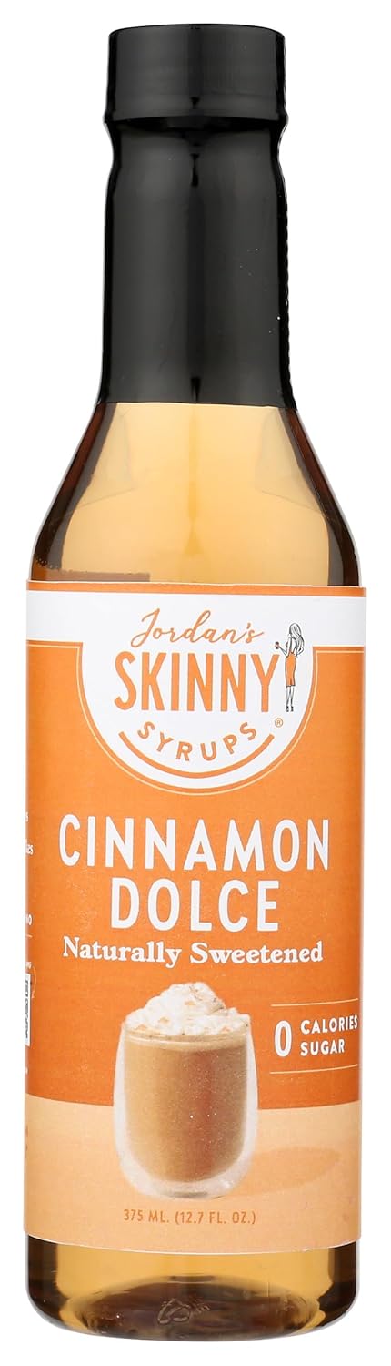 Jordan's Skinny Syrups Cinnamon Dolce Syrup, Naturally Sweetened, Zero Calories, Kosher, Gluten Free, 12.7 Fluid Ounce (Pack of 6)