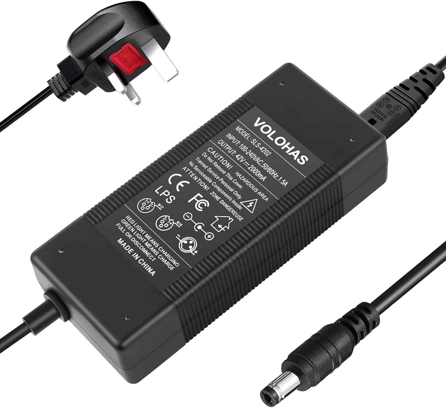 VOLOHAS Electric Scooter Charger for Kugoo S1 S2 S3 - AC Battery Charger - 42V 2A Power Adapter for Lithium Battery Fast Charger for Etwow, GOTRAX GXL V2, G2, G3, G4, Apex, Glider, XR Elite, XR Ultra