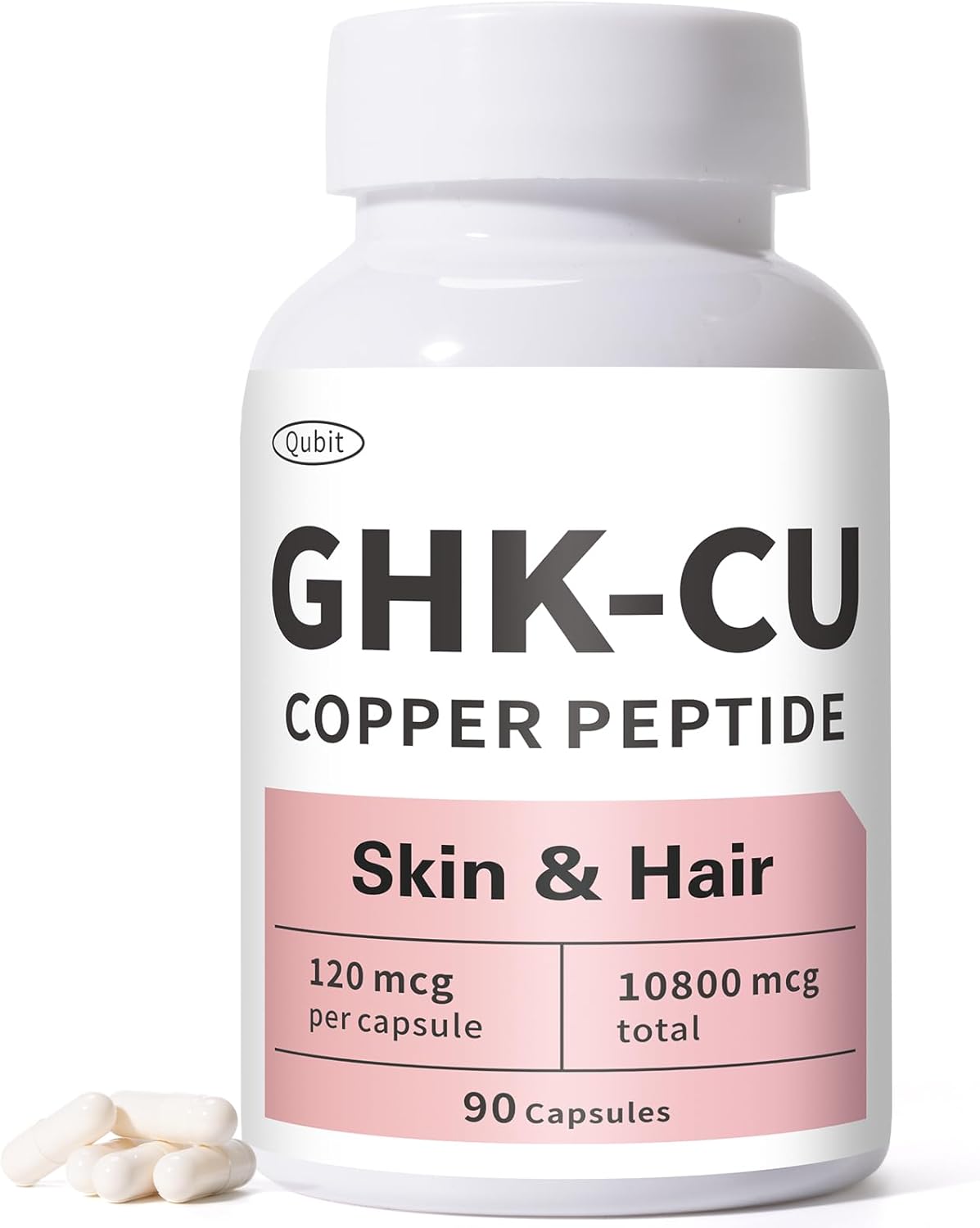 QUBIT GHK-Cu Copper Peptide Supplement for Skin & Hair, Easy to Absorb, Precisely Dosed – 90 Vegan Capsules