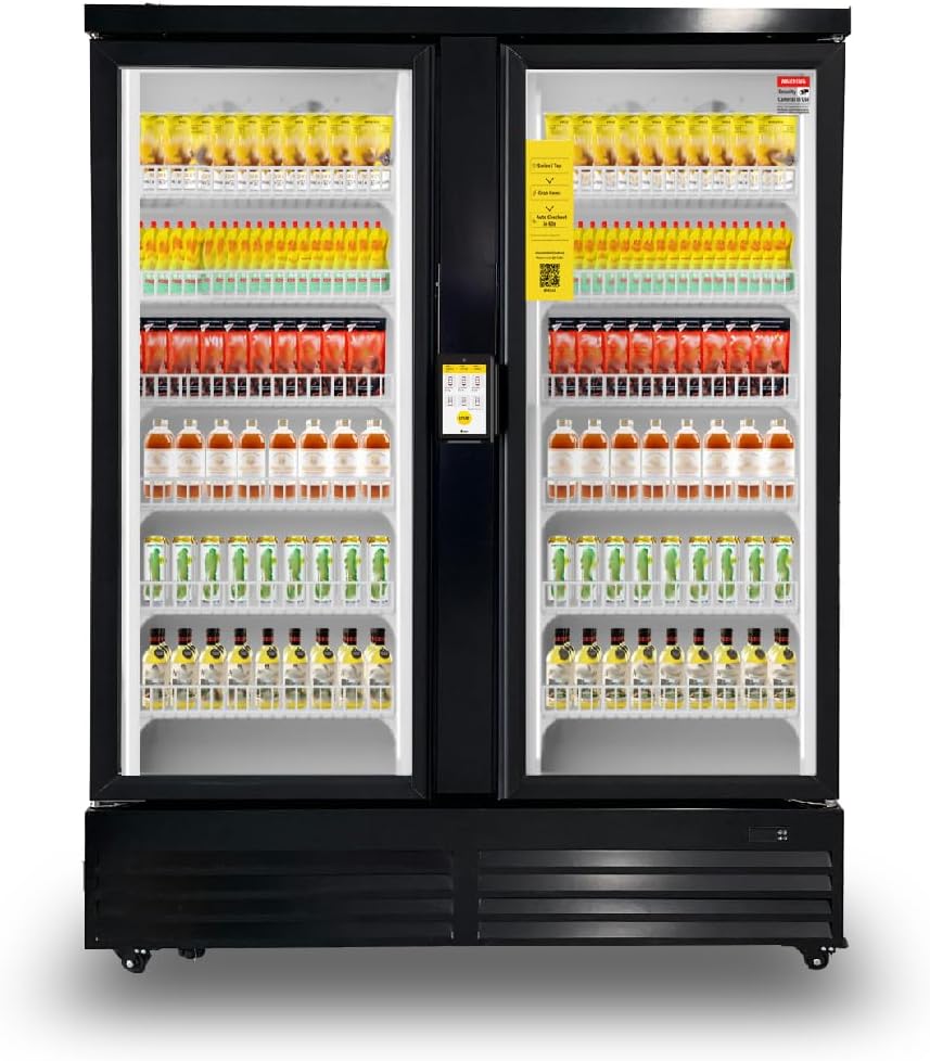 HAHA Large Vending Machine, Self-Service Refrigerated Cabinet, Double Door Display Smart Cooler with POS/NFC Payment for Operator/Unmanned Stores/Factory (864 Bottle Capacity)