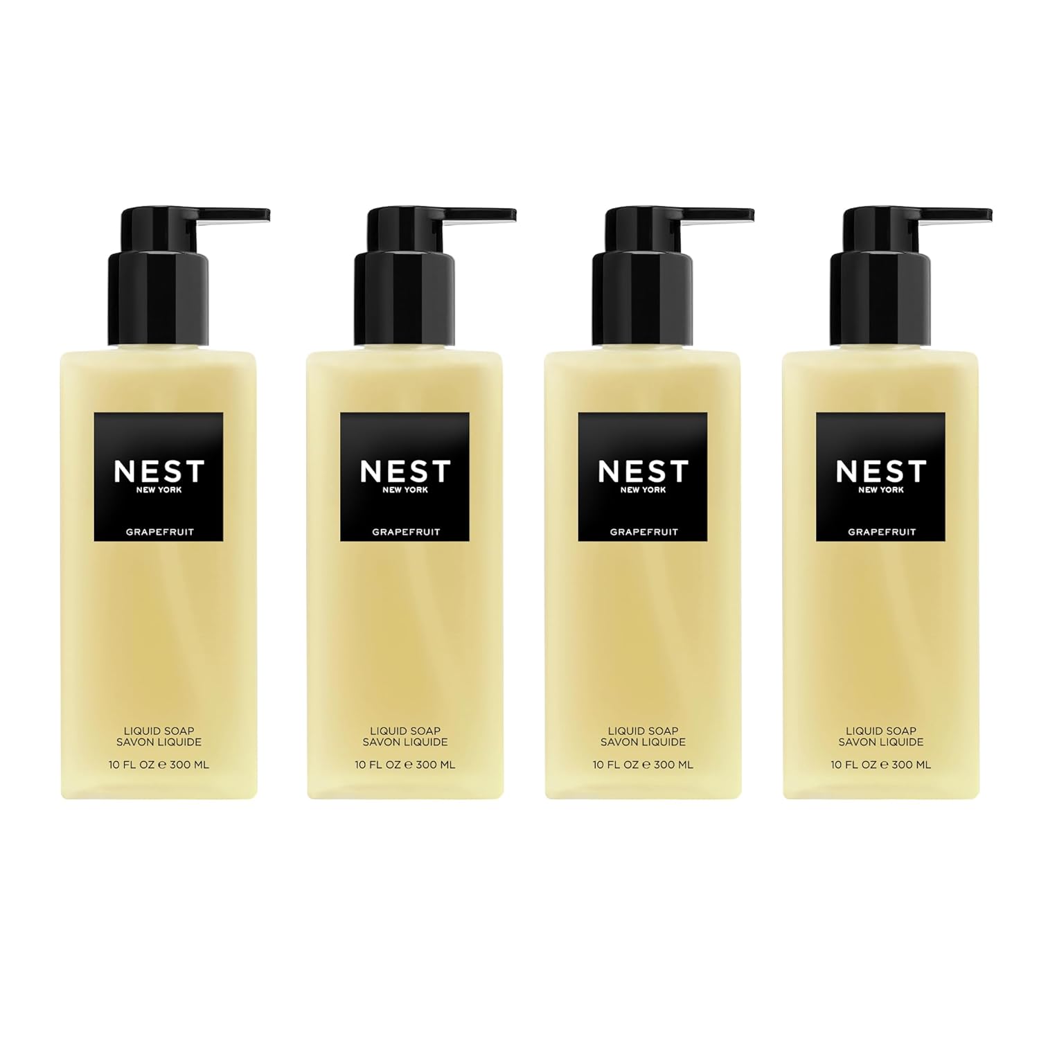 NEST New York Liquid Soap Set, Grapefruit - Includes Four 10 fl oz Bottles - Cleanses & Nourishes Skin - Approx. 300 Pumps Per Bottle - Gluten Free & Cruelty Free