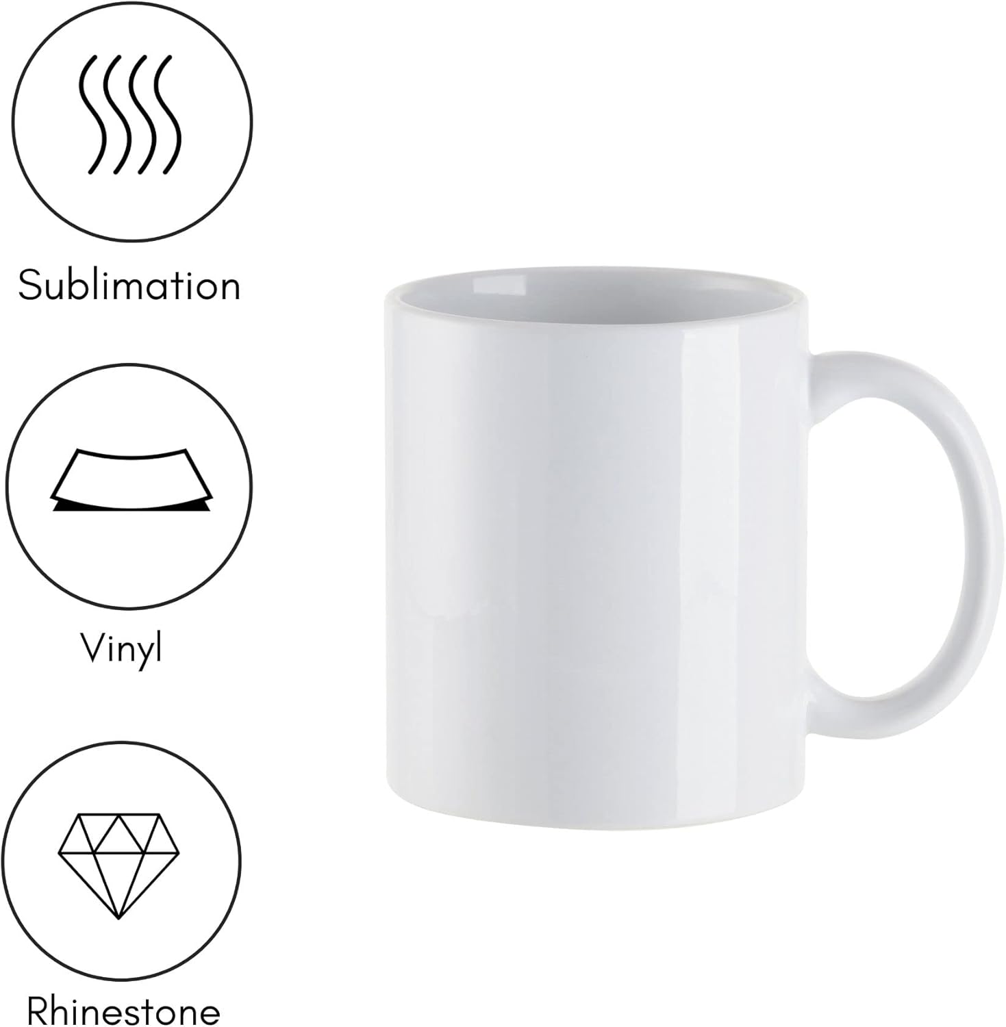 Craft Express 11 OZ Sublimation Coffee Mugs Ceramic White-Photo Mugs Cups Bulk Perfect for Easy Mug Press Crafting-Individually Packaged Set of 6