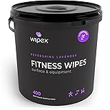 Wipex Gym Wipes – Natural Fitness Equipment Wipes, Plant-Based Cloth - Lavender and Vinegar Wipes to Clean Surfaces, Safe Yoga Mat Cleaner Wipes, All Purpose Gym Cleaner & Peloton Wipes, 400 Count