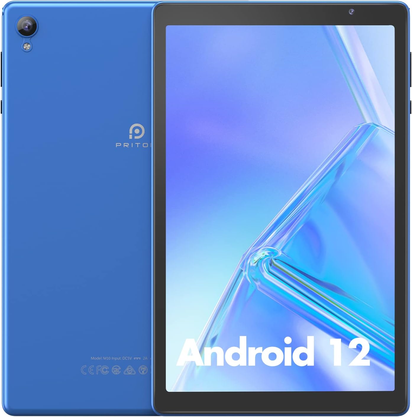 PRITOM 10 inch Android 12 Tablet,2GB RAM, 32GB ROM, 6000Mah, Expand to 512GB, Quad Core Processor, 10 inch Tablet, Android Tablets HD IPS Screen, Camera, Wi-Fi, Bluetooth, Tablet PC(Blue)