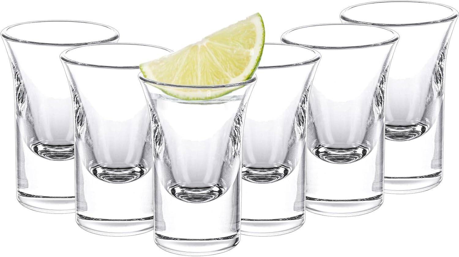 ASelected Stackable Coloured Shot Glass Set of 6 - 30ml Heavy Base Reusable Clear Shot Glasses for Vodka, Tequila, Whisky
