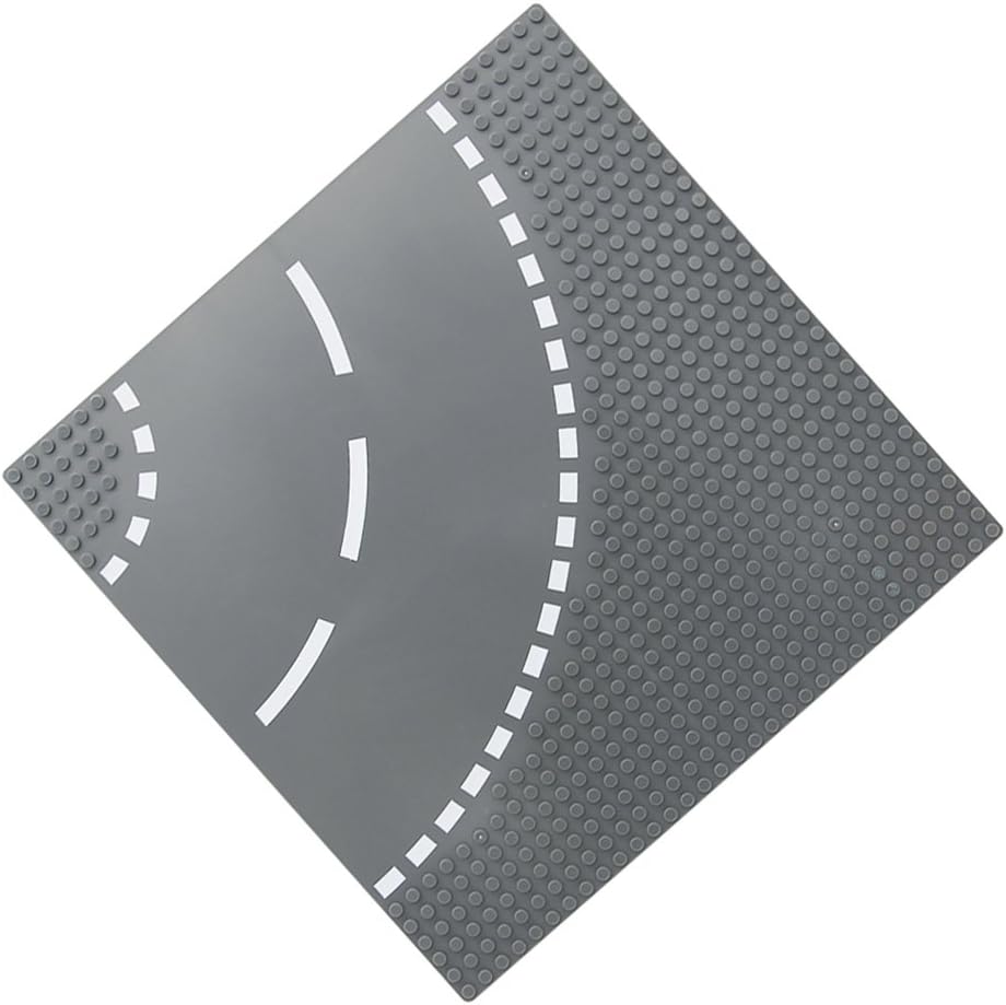 Feleph Classic Road Base Plates, City Street Curve Road Building Kit, 10 x 10 Inches Town Baseplate for Classic Building Bricks Compatible with All Major Brands (Curve)