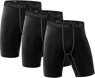 Roadbox 3 Pack Compression Shorts for Men Cool Dry Athletic Workout Underwear Running Gym Spandex Baselayer Boxer Briefs