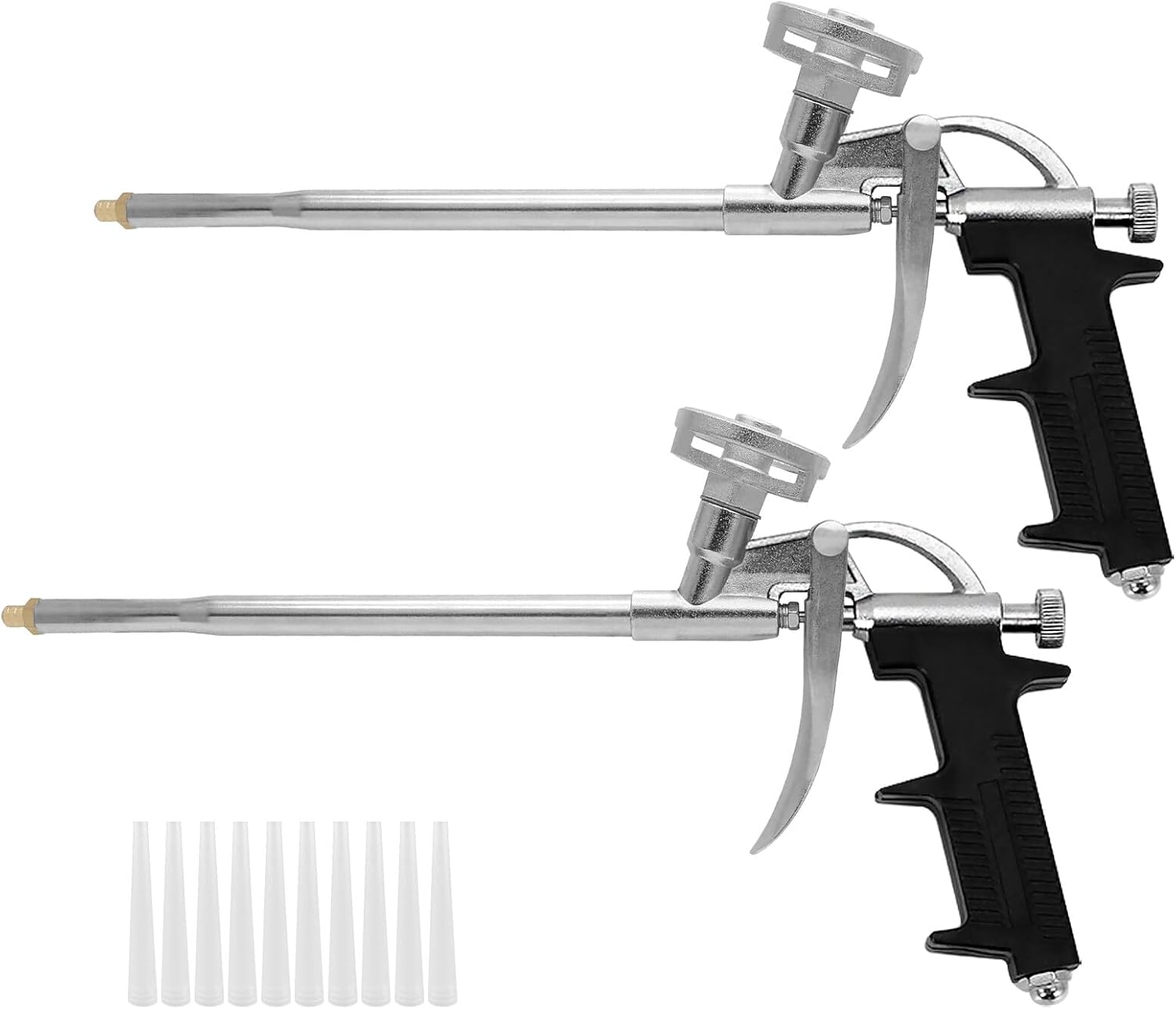 EACHPT Foam Gun, Expanding Foam Spray Gun Professional PU Foaming Gun Insulating Applicator Heavy Duty Aluminium Body Dispensing Foam Gun for Caulking, Filling, Sealing(2 Insulation Guns+10 Nozzles)