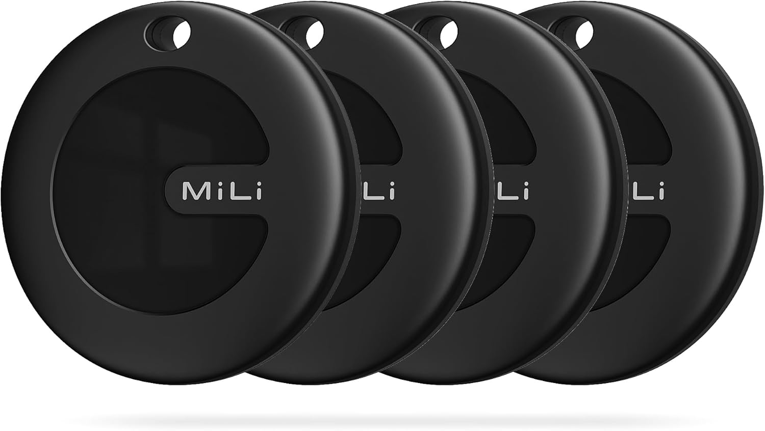 MiLi Bluetooth Tracker for Android | Luggage Tracker | Key Finder | Item Locator Compatible with Google Find My, Tracking Tag for Keys, Suitcase, Bag, Wallet, Black-4Pack