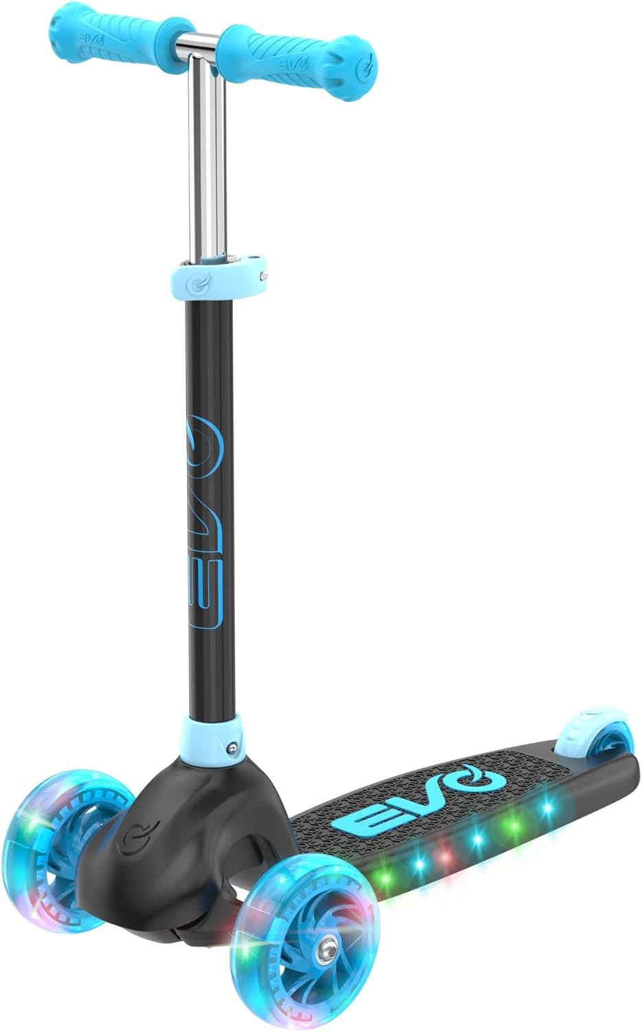 EVO Eclipse Light-Up 3-Wheeled Kids Push Scooter | Adjustable Handle Height For Boys & Girls Aged 3-12