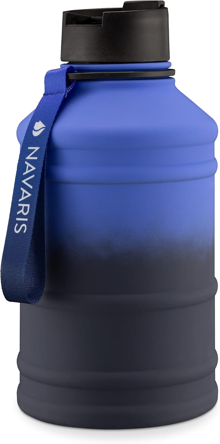 Navaris Stainless Steel Water Bottle - Single-Walled 2.2 Litre Large Metal Sports, Camping, Gym Canteen for Drinking Water, Drinks - Gradient Colour