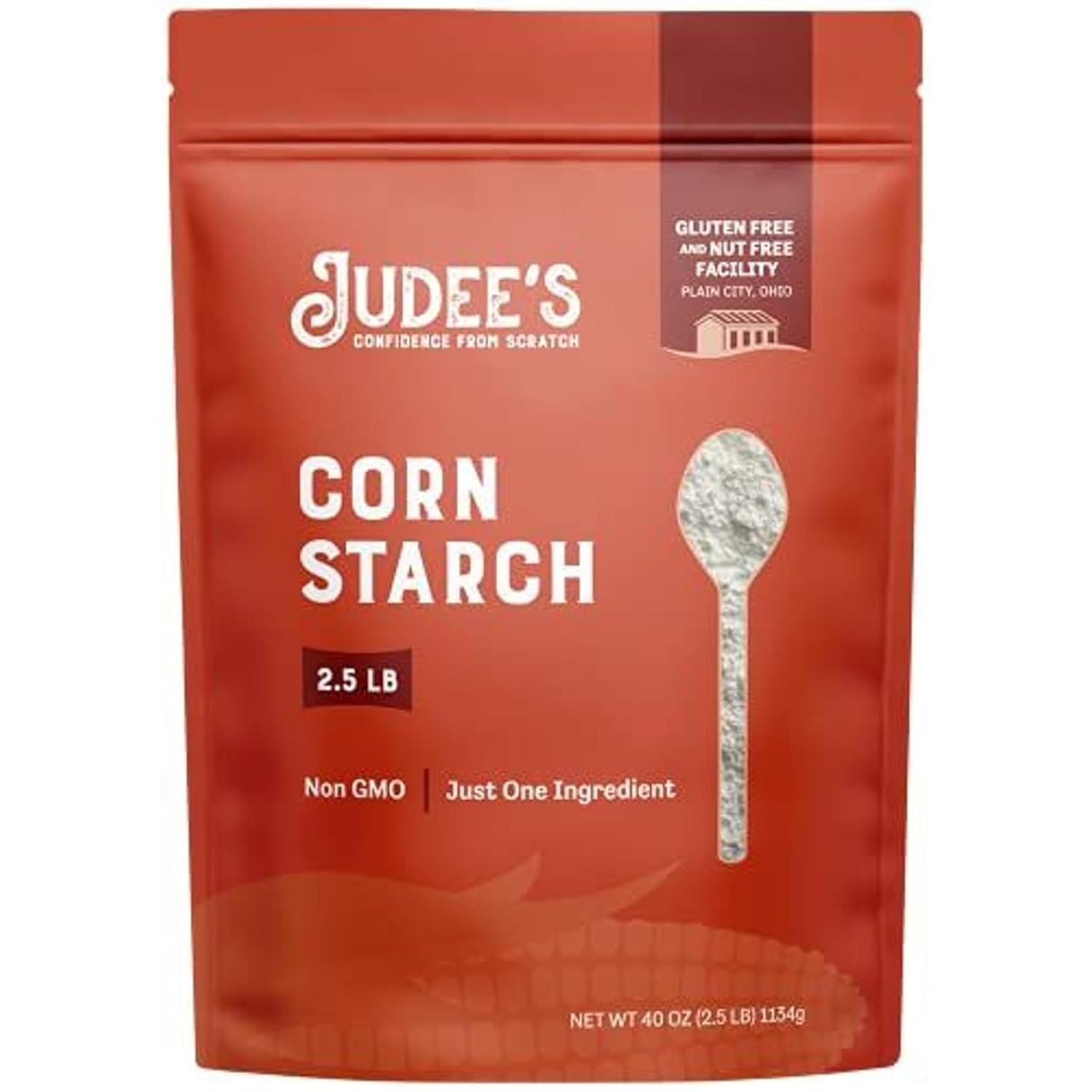 Judee’s Corn Starch 2.5 lb - 100% Non-GMO and Just One Ingredient - Gluten-Free and Nut-Free - Great Thickener for Sauces, Soups, and Gravies - Lighten Gluten Free Cake or Bread Texture