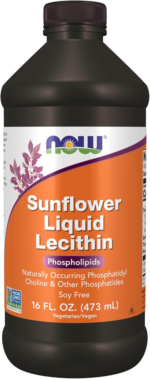 NOW Foods Supplements, Sunflower Lecithin with naturally occurring Phosphatidyl Choline and Other Phosphatides, Liquid, 16-Ounce